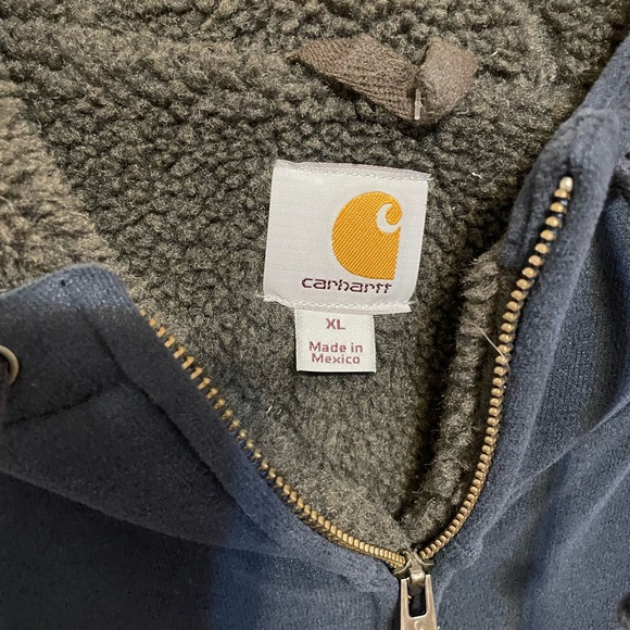 Carhartt Navy Blue Rain Defender Hooded Sweatshirt XL - Picture 2 of 3